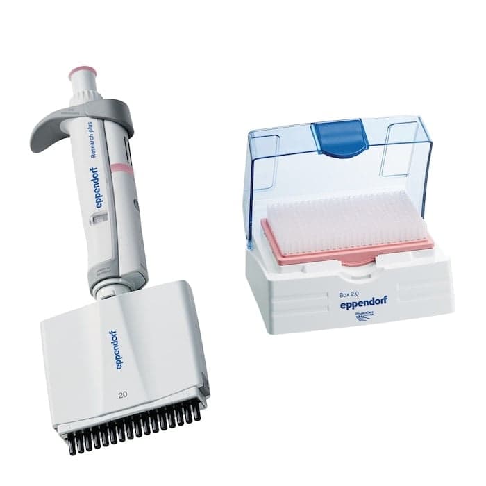 Eppendorf Research® plus 16-channel, variable, 1 – 20 µL, light pink, incl. epT.I.P.S.® Box