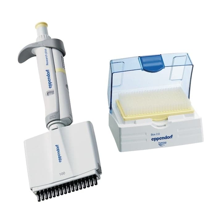 Eppendorf Research® plus 16-channel, variable, 5 – 100 µL, light yellow, incl. epT.I.P.S.® Box